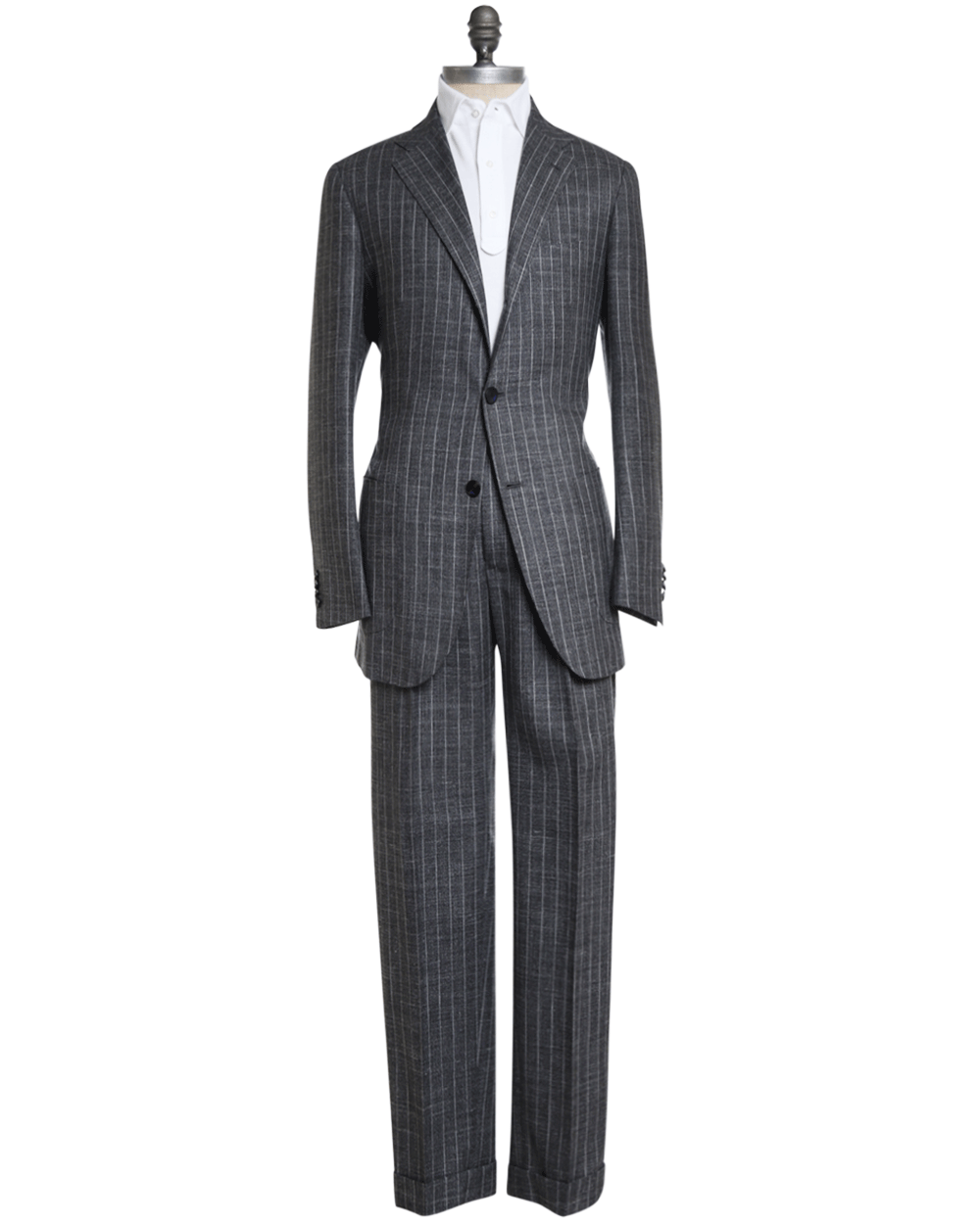 Grey Striped Melange Suit