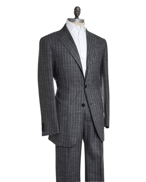 Grey Striped Melange Suit