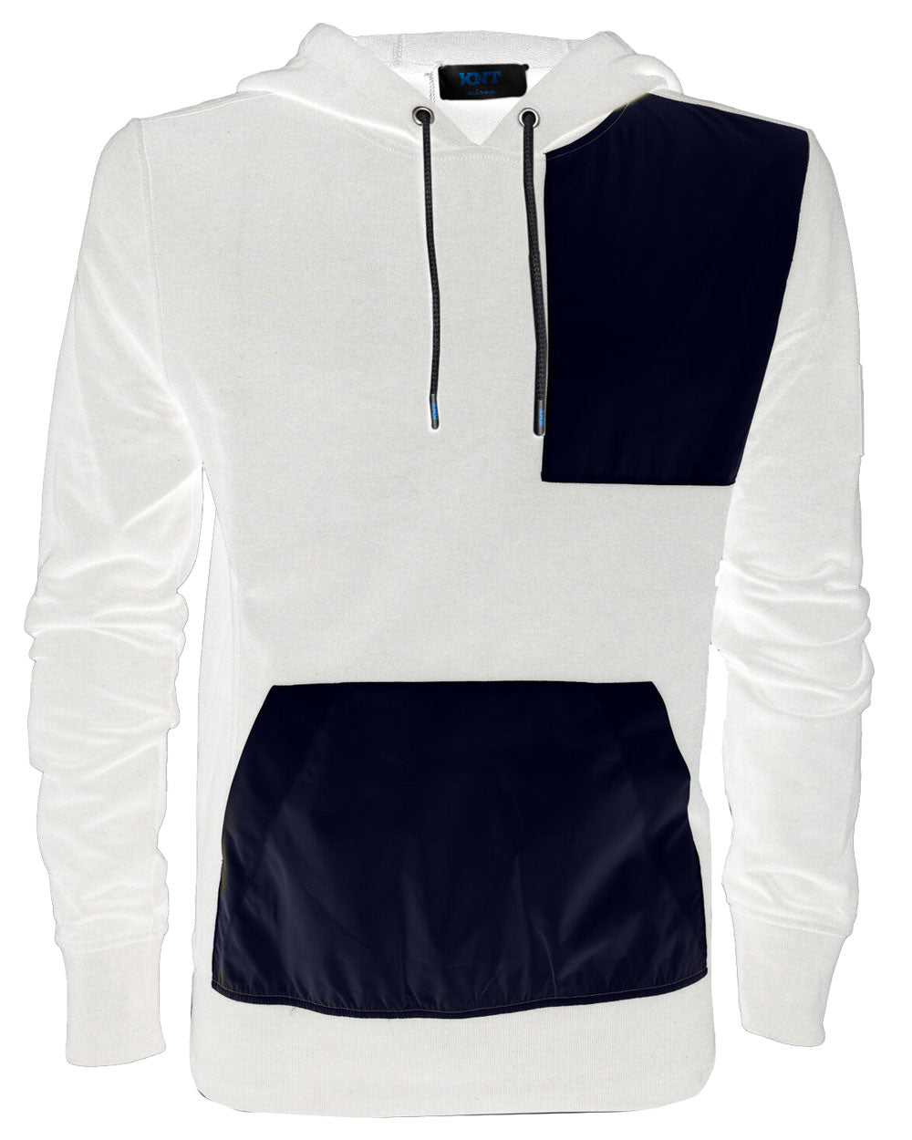 White and Navy Color Blocked Cotton Sweatshirt
