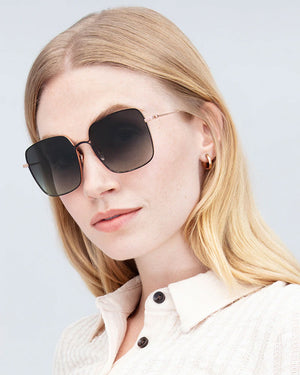 Eve Sunglasses in 18K Rose Gold and Matte Black Titanium