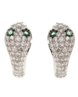 Diamond and Emerald Viper Huggie Hoop Earrings