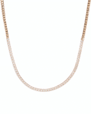 14k Rose Gold Diamond Nuggets Bar Necklace
