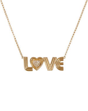 14k Yellow Gold “LOVE” Diamond Necklace