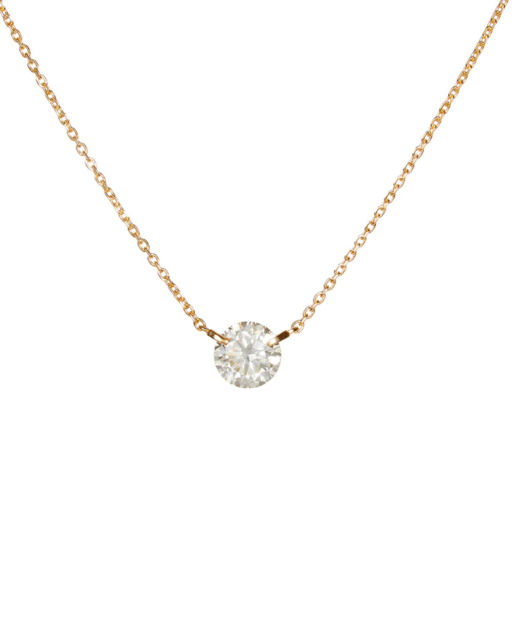 18k Rose Gold Single Floating Diamond Necklace