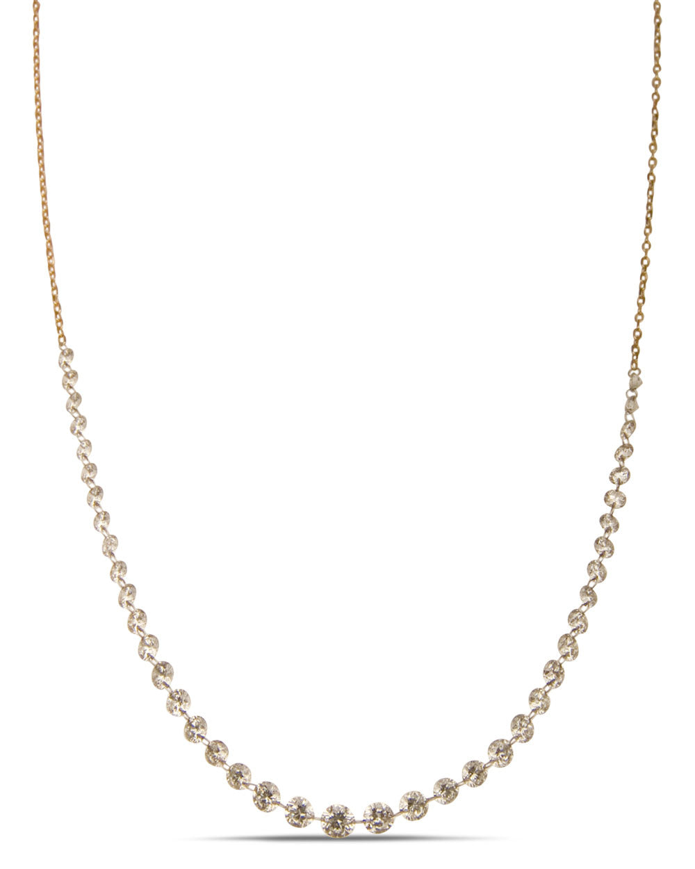 18k Yellow Gold Floating Sequenced Diamond Necklace