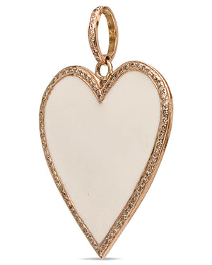 Diamond and White Enamel Jumbo Heart Pendant