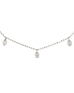 White Gold Diamond Charm Bubble Chain Necklace