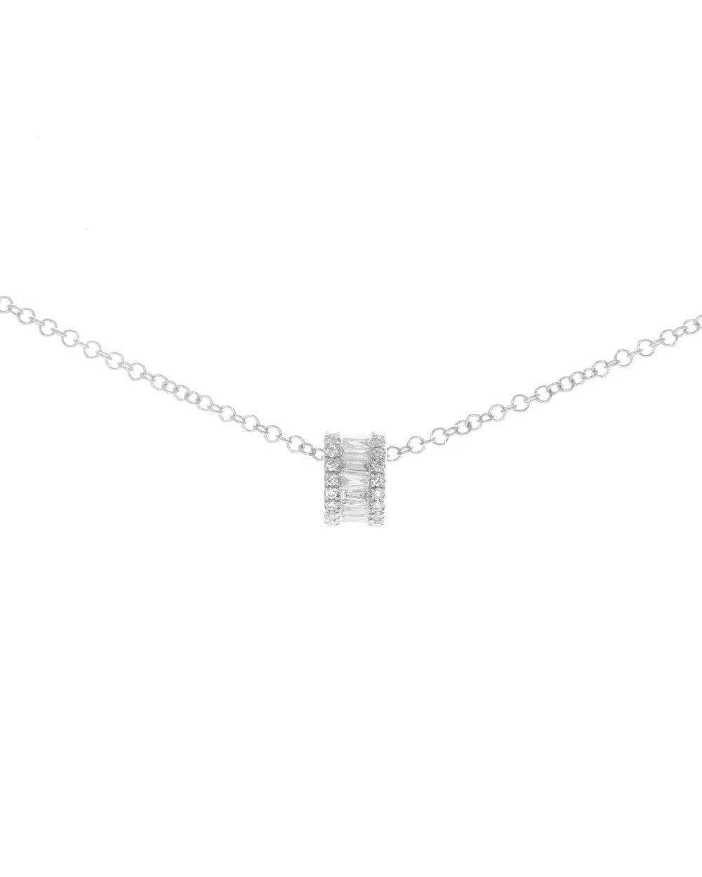 White Gold Pave Diamond Rondelle Necklace
