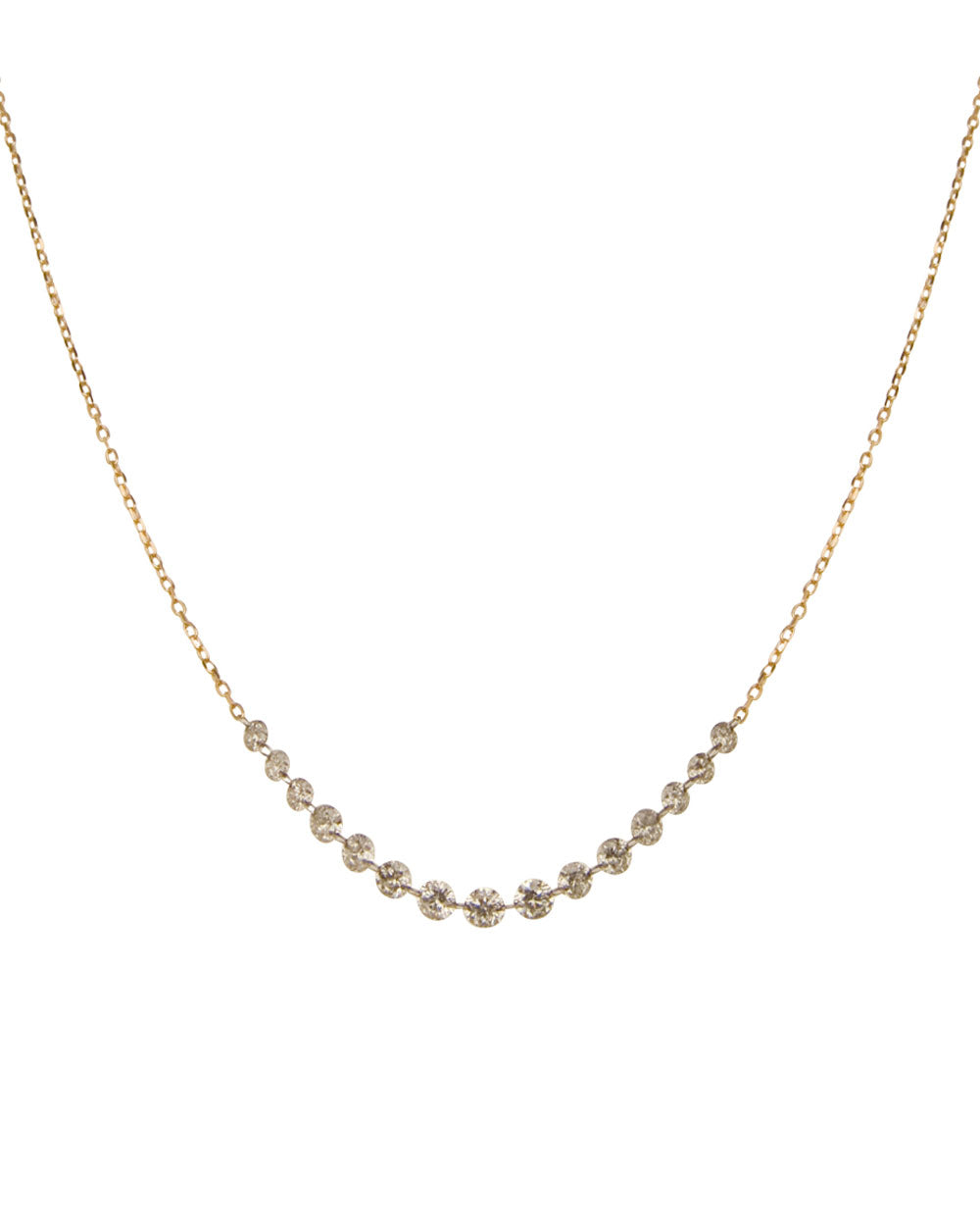 18k Yellow Gold Floating Sequenced Diamond Necklace