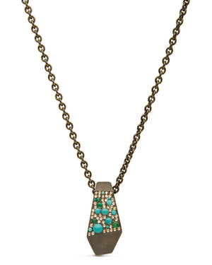 Diamond, Turquoise, and Emerald Facet Collection Necklace