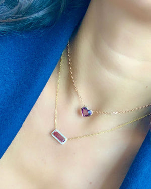 Large Blue Spinel Heart Pendant Necklace