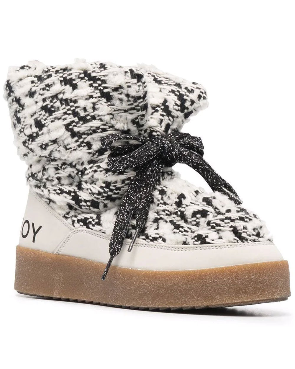 Puff Tweed Boot in Black and White