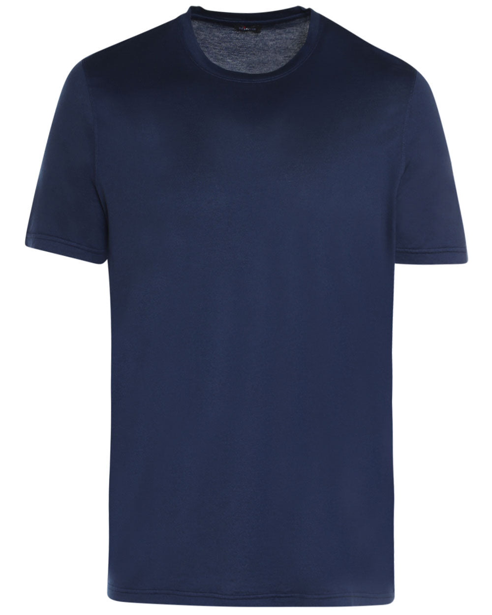 Blue Cotton Blend Short Sleeve T-Shirt