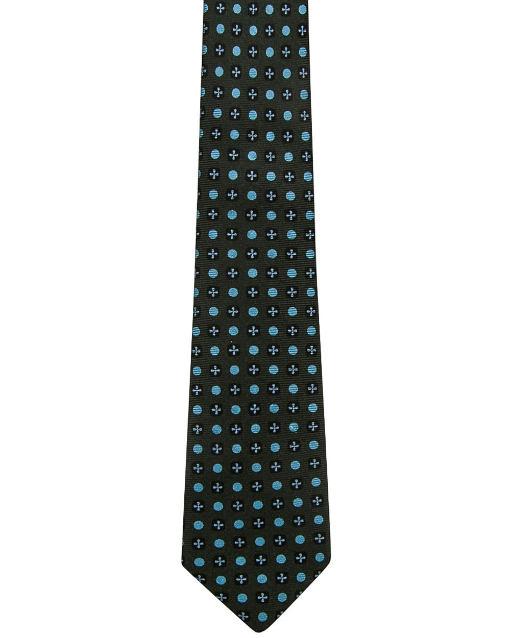 Army Green and Light Blue Geometric Tie
