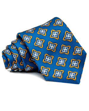 Blue and Gold Medallion Tie