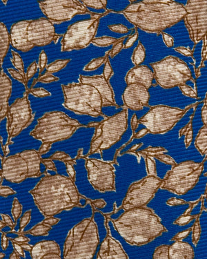 Blue with Beige Foliage Print Tie