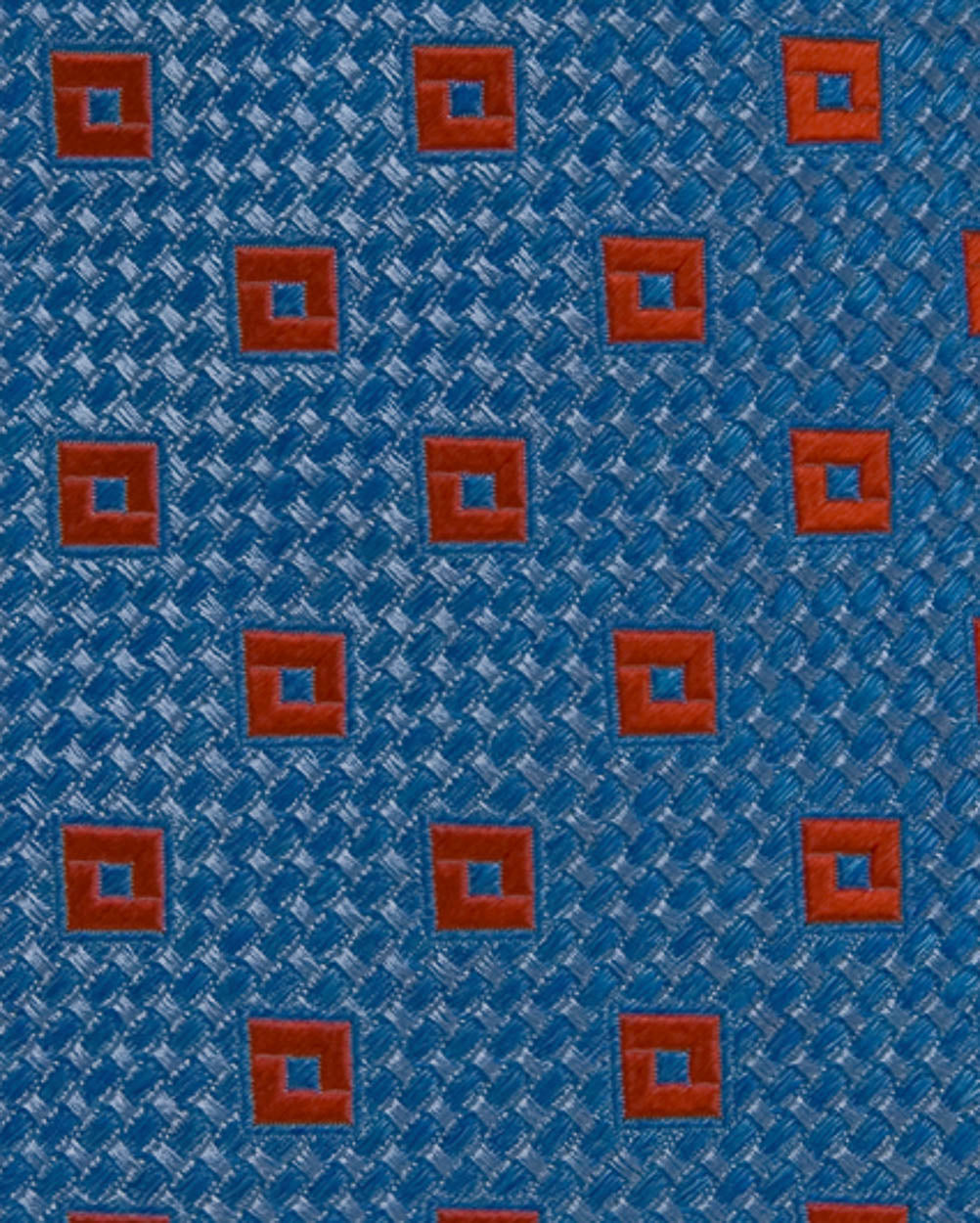 Blue with Burnt Orange Geometric Tie