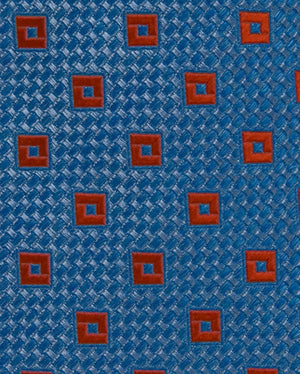Blue with Burnt Orange Geometric Tie