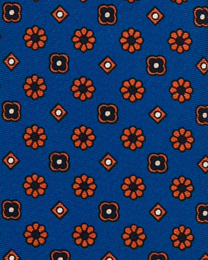 Blue with Orange Floral Tie