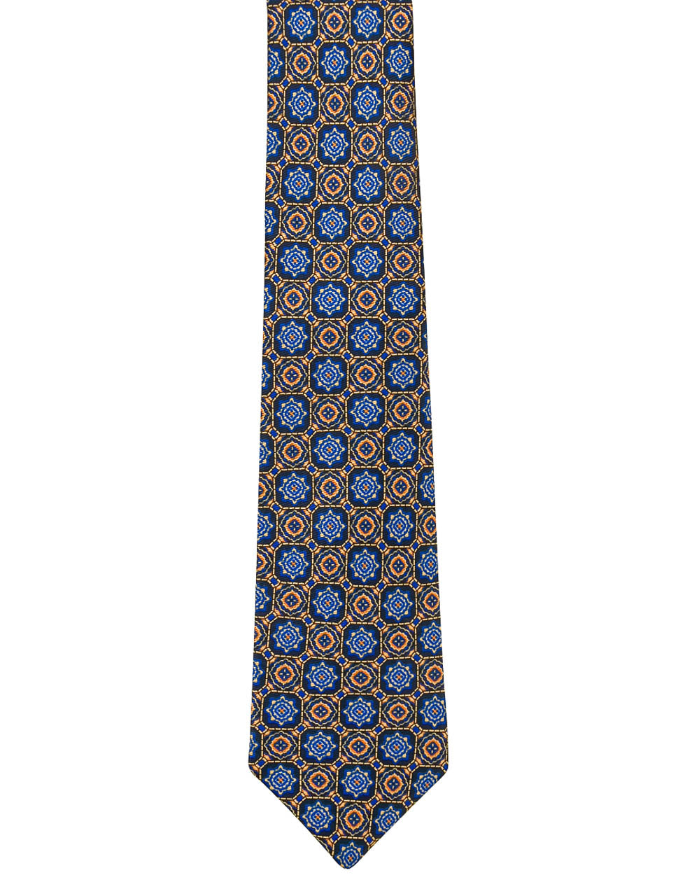 Blue with Orange and Yellow Medallion Tie