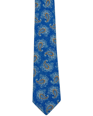Bright Blue with Rust and White Paisley Tie