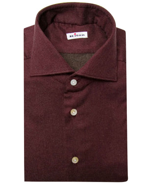 Burgundy Solid Flannel Sport Shirt