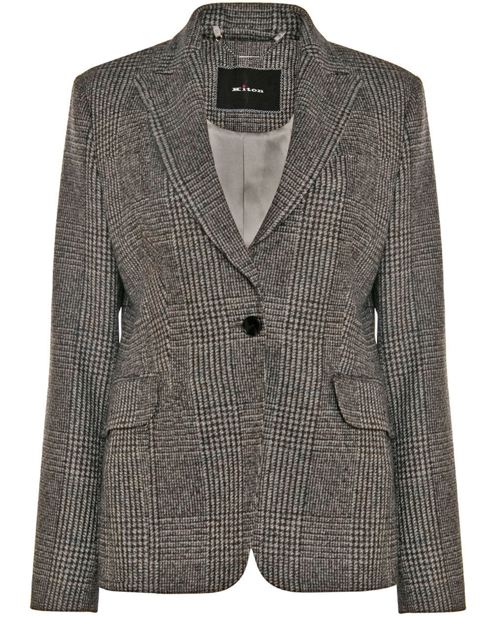 Charcoal Plaid Single Button Jacket
