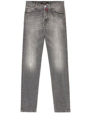 Dark Grey Distressed 5 Pocket Pant