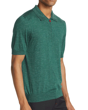 Green Short Sleeve Zip Polo