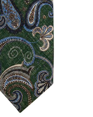 Green and Blue Macro Paisley Tie