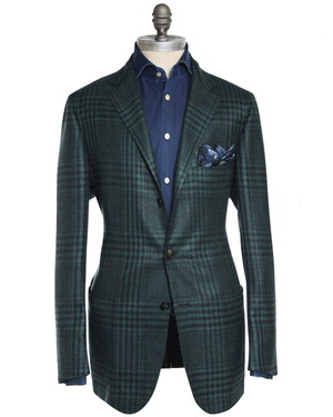 Green and Navy Plaid Knit Sportcoat