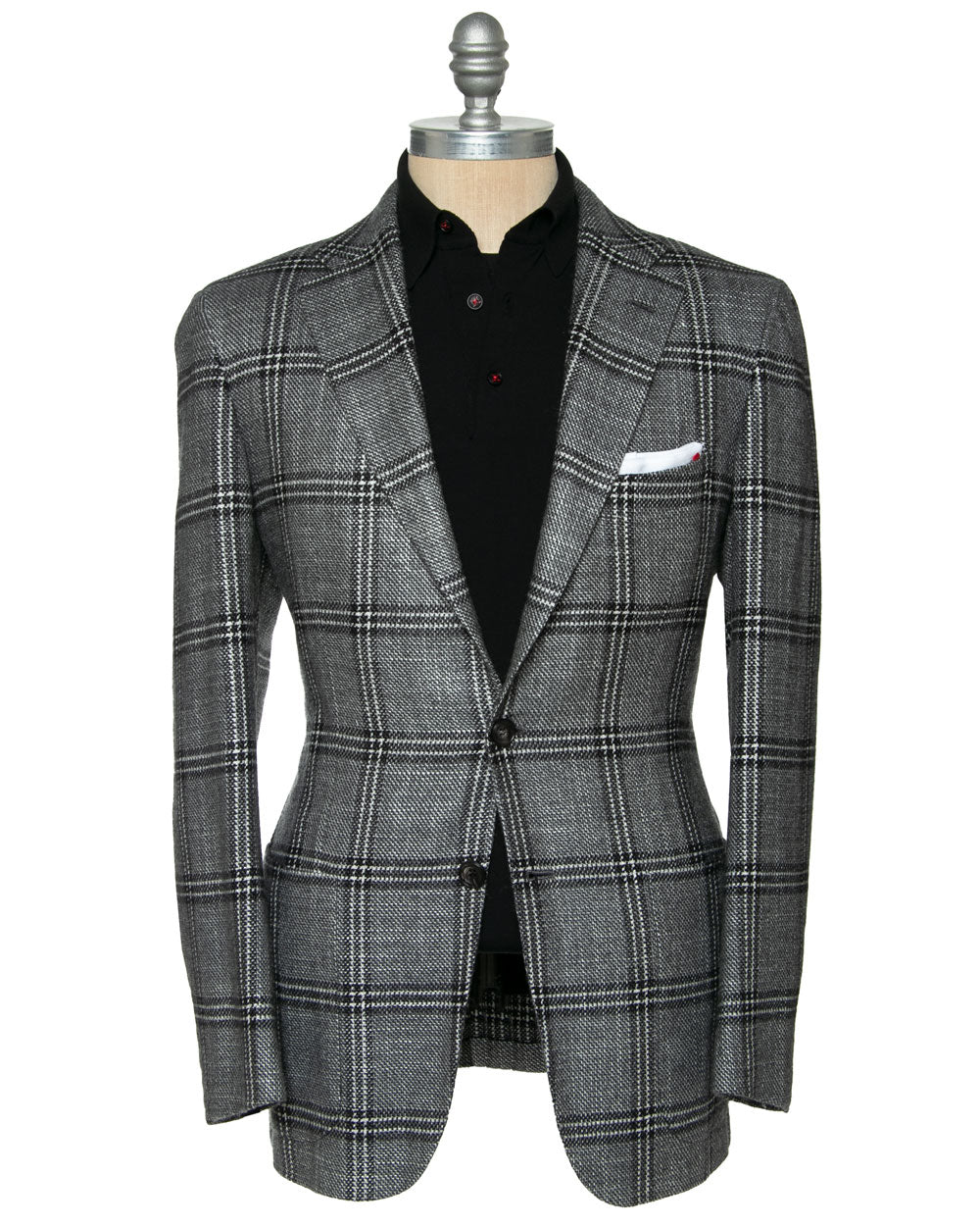 Grey and Charcoal Plaid Cashmere Silk Sportcoat
