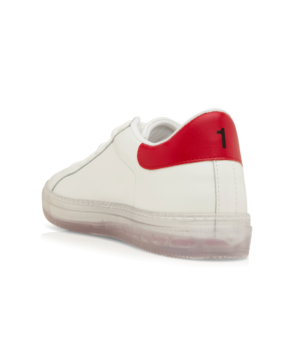 Leather Sneaker with Clear Sole in Red