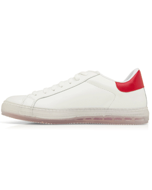 Leather Sneaker with Clear Sole in Red