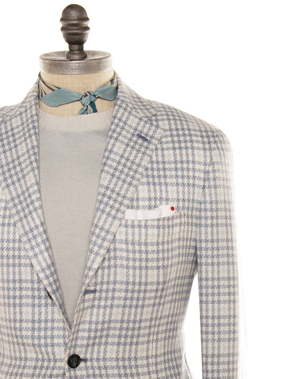 Light Blue and Ivory Houndstooth Sportcoat