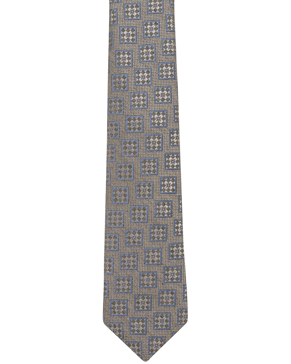 Light Blue and Light Grey Geometric Tie