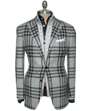 Light Grey and Grey Houndstooth Cashmere Jacket