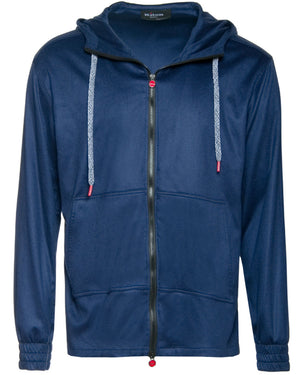 Cashmere Hooded Jacket in Navy