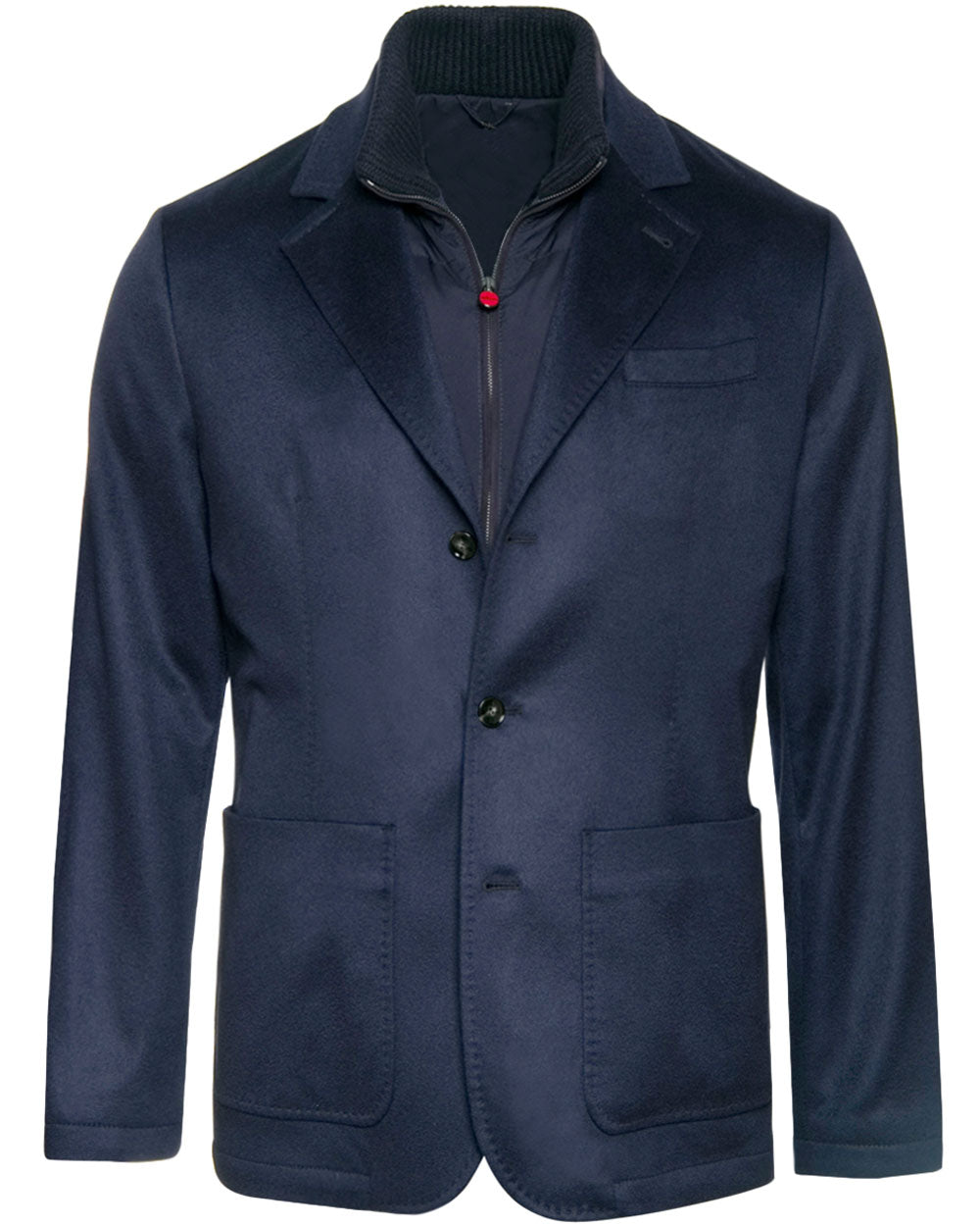 Navy Cashmere Jacket with Removable Puffer Vest
