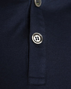 Navy Cotton Blend Short Sleeve Polo