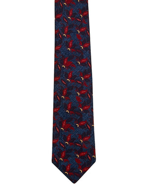 Navy Red and Yellow Floral Tie