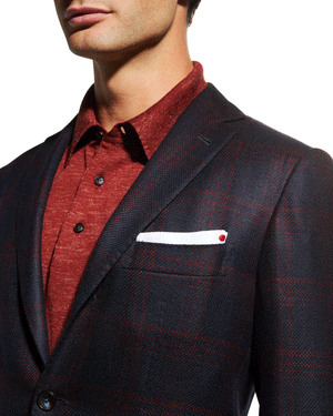Navy and Berry Plaid Cashmere Sportcoat