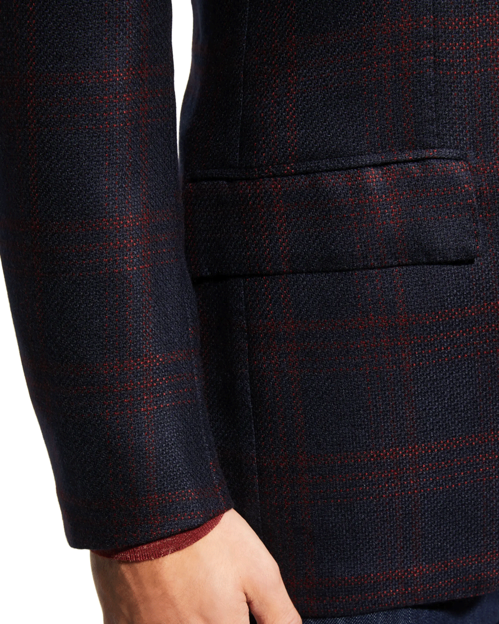 Navy and Berry Plaid Cashmere Sportcoat