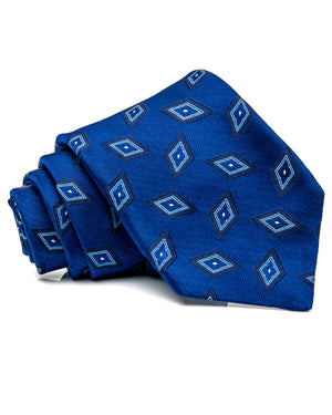 Navy and Blue Geometric Tie