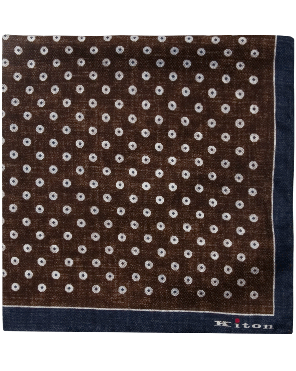 Navy and Brown Dots Houndstooth Reversible Pocket Square