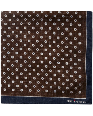 Navy and Brown Dots Houndstooth Reversible Pocket Square