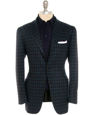 Navy and Turquoise Exploded Houndstooth Sportcoat