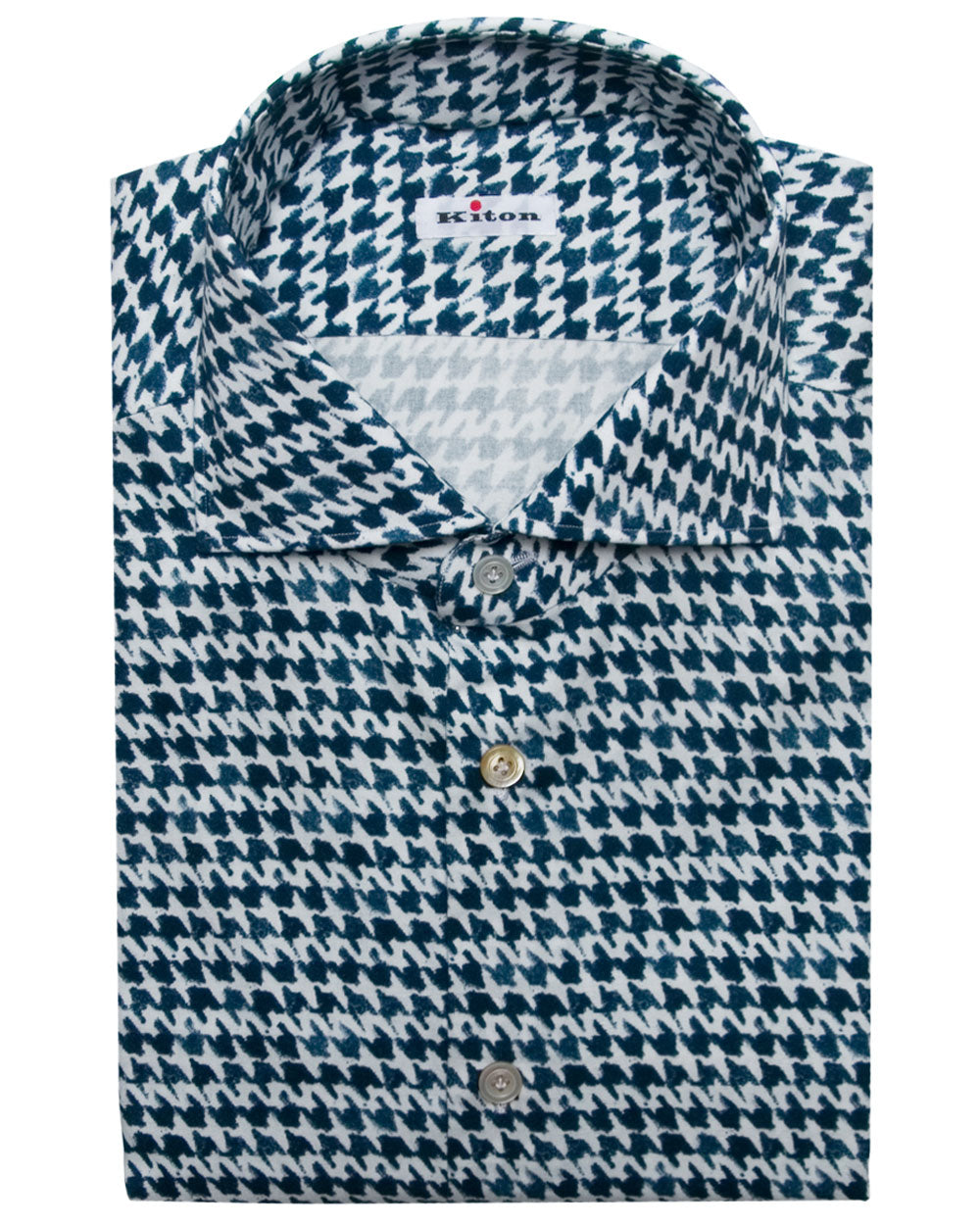 Navy and White Houndstooth Sport Shirt