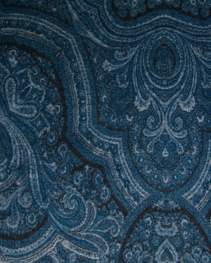 Paisley Print Silk Scarf in Blue