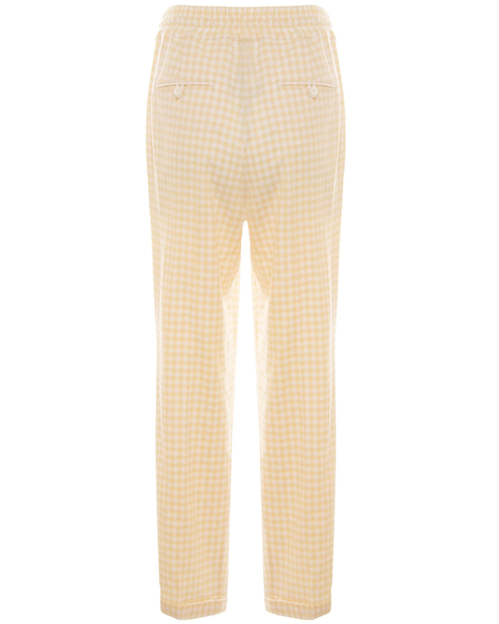 Pale Yellow Gingham Cuffed Trouser